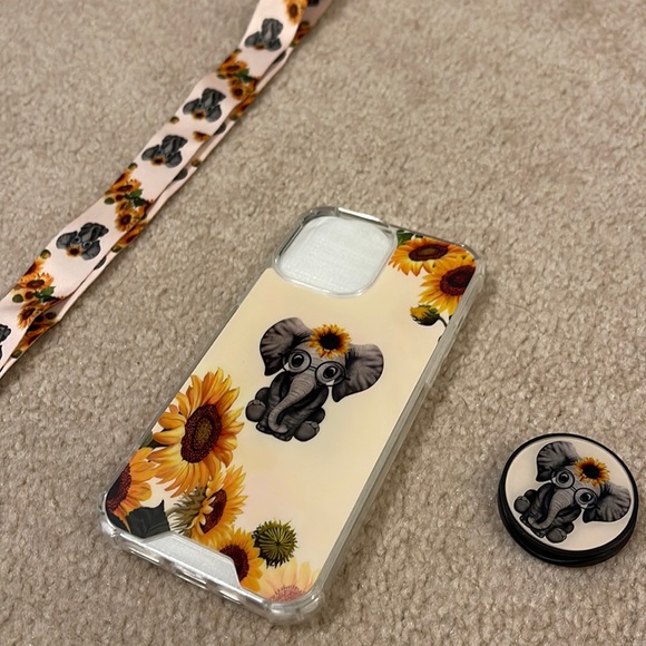 Other - Elephant and Sunflower Phone Case and Lanyard